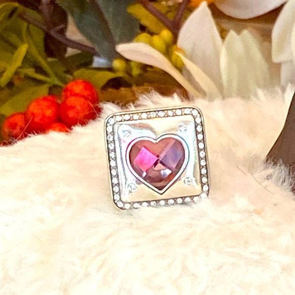 Brighton OPEN HEARTED Pink Crystal Heart Necklace Bracelet Earrings & Ring set - Picture 10 of 16
